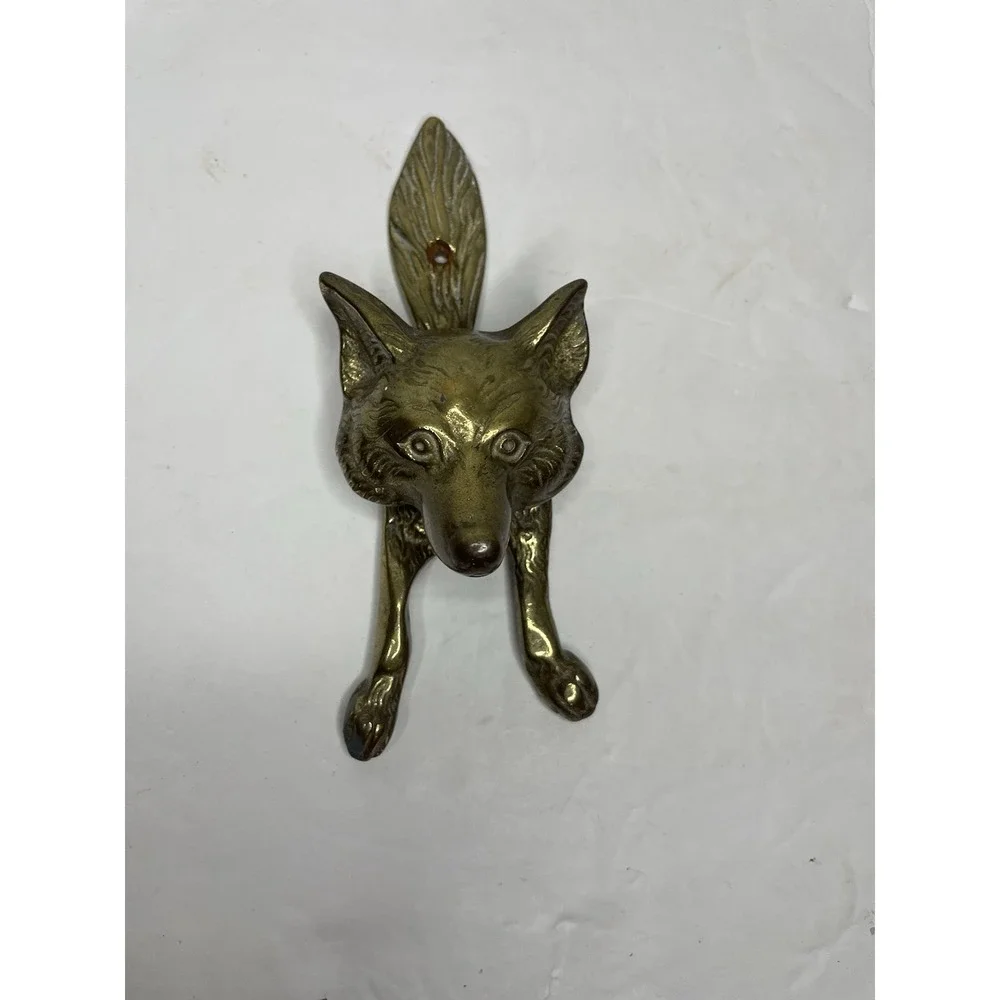 Vintage Antique Brass Fox Door Knocker